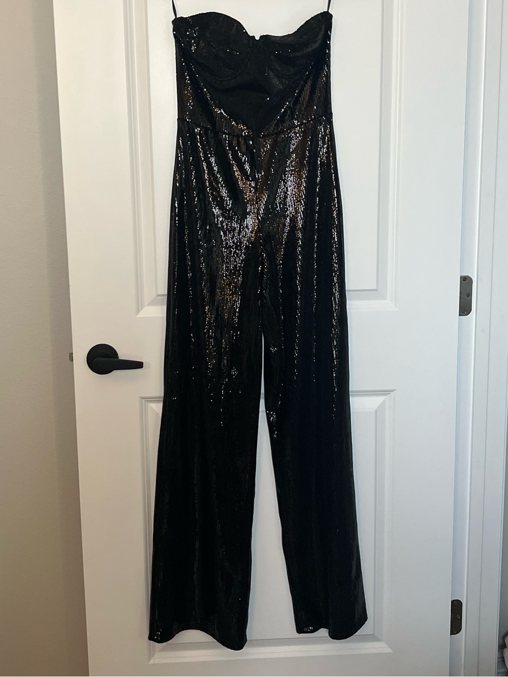 Forever 21 Strapless Black Sequin Jumpsuit NWT